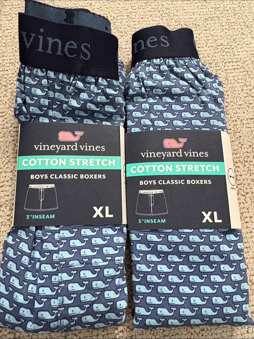 NWT 2 Pair Vineyard Vines Boys Cotton Stretch Boxers Size XL